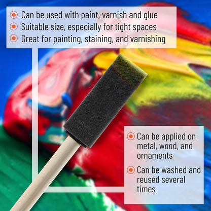 10Pcs Sponge Brush Wooden Handle Watercolor Oil Stain Art Craft